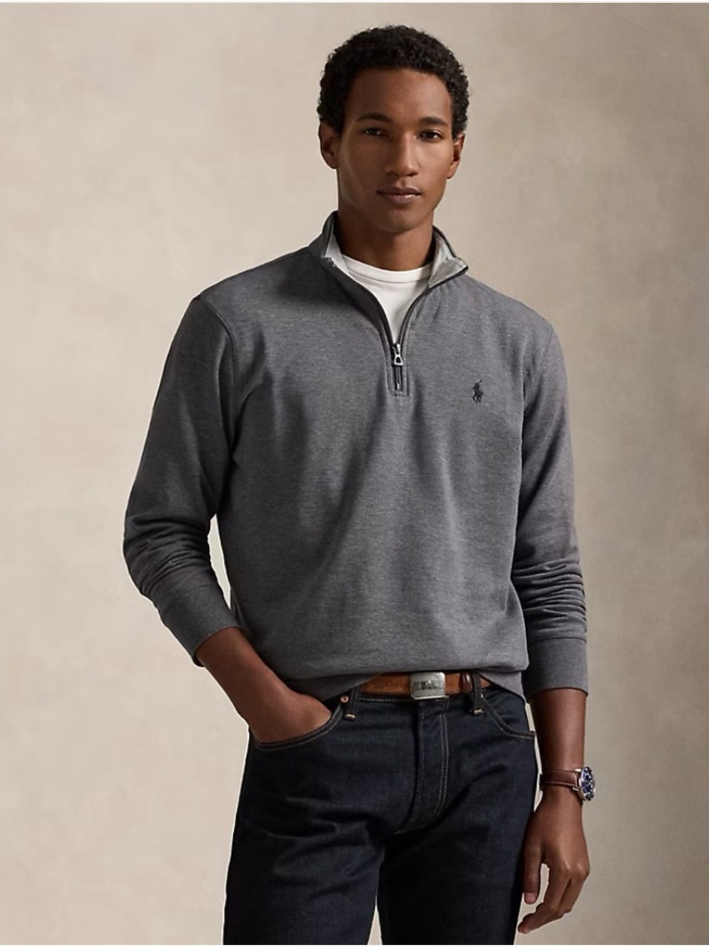 Ralph Lauren Men's Charcoal Gray Quarter-Zip Pullover